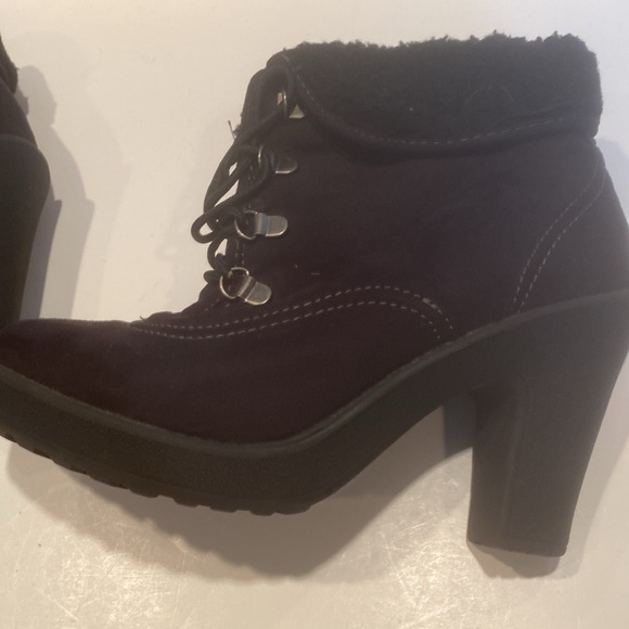 Jellypop Black Suede High Chunky Heel Booties - Picture 2 of 7